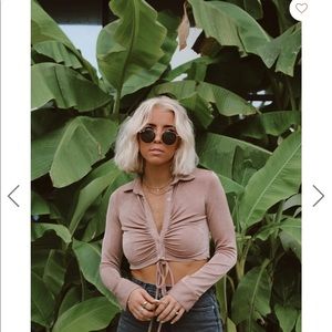 Samantha Mocha Button Up Crop Top